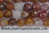 CAG9911 15.5 inches 6mm faceted round red moss agate beads