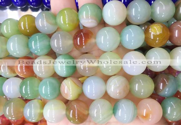 AGBS128 15 inches 14mm round agate gemstone beads wholesale