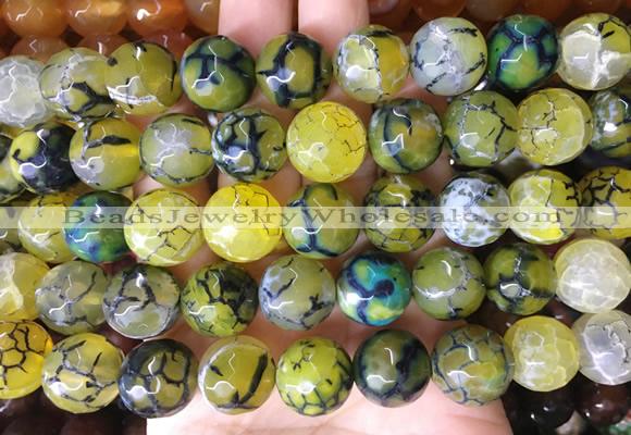 AGBS161 15 inches 16mm faceted round agate gemstone beads wholesale