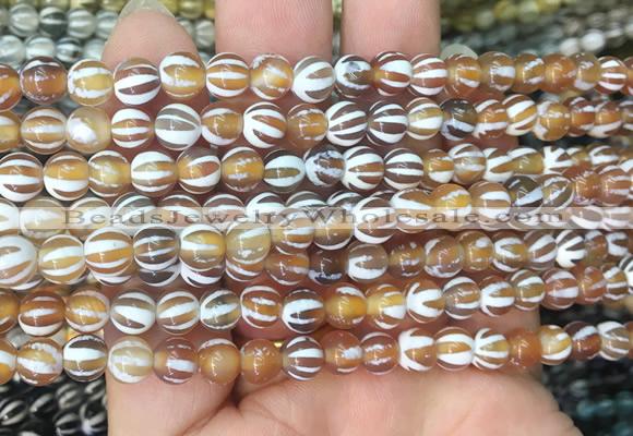 AGBS202 15 inches 6mm round tibetan dzi agate gemstone beads