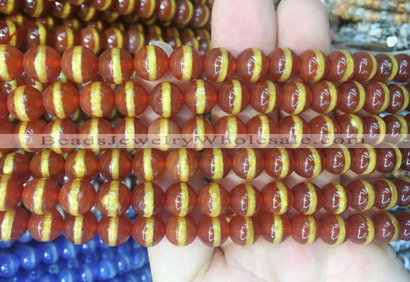 AGBS218 15 inches 8mm round tibetan dzi agate gemstone beads