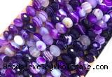 AGBS30 15 inches 6*10mm faceted rondelle banded agate beads wholesale