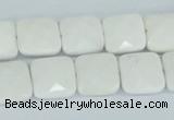 CAA04 15.5 inches 10*10mm faceted square white agate gemstone beads