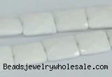 CAA07 15.5 inches 10*14mm faceted rectangle white agate gemstone beads