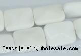 CAA08 15.5 inches 15*20mm faceted rectangle white agate gemstone beads