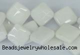 CAA09 15.5 inches 12*12mm faceted diamond white agate gemstone beads