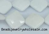 CAA10 15.5 inches 18*18mm faceted diamond white agate gemstone beads