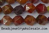 CAA1001 15.5 inches 8mm faceted nuggets red moss agate beads