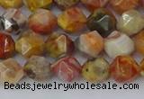 CAA1014 15.5 inches 6mm faceted nuggets red crazy lace agate beads