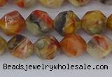 CAA1015 15.5 inches 8mm faceted nuggets red crazy lace agate beads