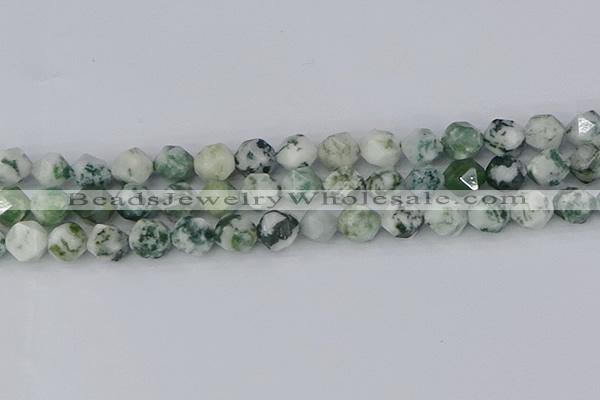 CAA1023 15.5 inches 12mm faceted nuggets tree agate beads