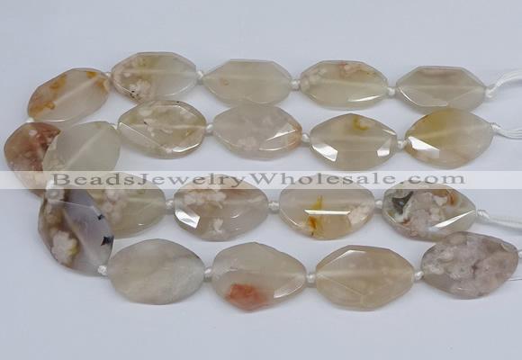 CAA1122 15.5 inches 22*30mm - 25*35mm faceted freeform sakura agate beads