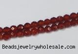 CAA117 15.5 inches 4mm faceted round red agate gemstone beads