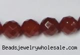 CAA119 15.5 inches 12mm faceted round red agate gemstone beads