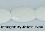 CAA12 15.5 inches 20*30mm faceted oval white agate gemstone beads