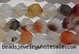 CAA1230 15.5 inches 6mm faceted nuggets matte dendritic agate beads