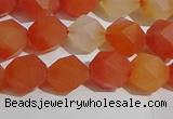 CAA1237 15.5 inches 8mm faceted nuggets matte red agate beads