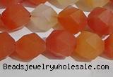 CAA1238 15.5 inches 10mm faceted nuggets matte red agate beads