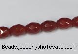 CAA125 15.5 inches 8*10mm faceted rice red agate gemstone beads