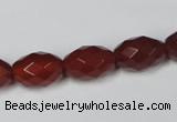 CAA126 15.5 inches 10*14mm faceted rice red agate gemstone beads