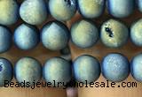 CAA1277 15.5 inches 6mm round matte plated druzy agate beads