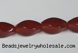 CAA129 15.5 inches 8*16mm twisted rice red agate gemstone beads