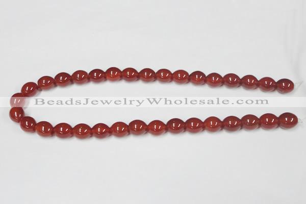 CAA130 15.5 inches 10*12mm egg-shaped red agate gemstone beads