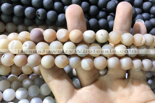 CAA1312 15.5 inches 10mm round matte plated druzy agate beads