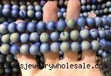 CAA1317 15.5 inches 10mm round matte plated druzy agate beads