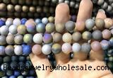 CAA1321 15.5 inches 10mm round matte plated druzy agate beads