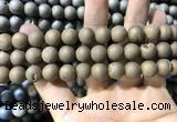 CAA1335 15.5 inches 12mm round matte plated druzy agate beads