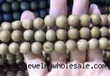 CAA1356 15.5 inches 14mm round matte plated druzy agate beads