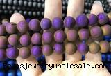 CAA1374 15.5 inches 16mm round matte plated druzy agate beads