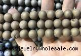 CAA1375 15.5 inches 16mm round matte plated druzy agate beads