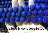 CAA1380 15.5 inches 16mm round matte plated druzy agate beads