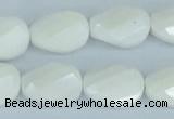 CAA14 15.5 inches 13*18mm faceted & twisted oval white agate beads