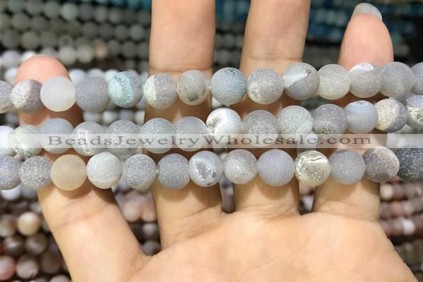 CAA1402 15.5 inches 8mm round matte druzy agate beads