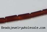 CAA141 15.5 inches 6*12mm faceted column red agate gemstone beads