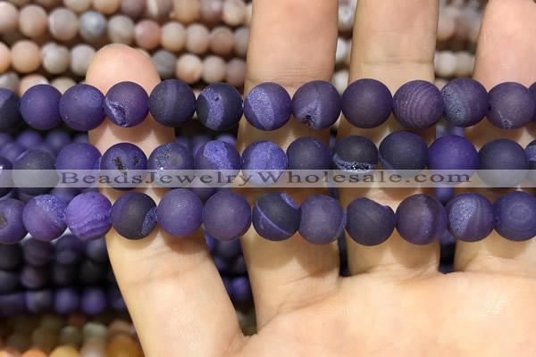 CAA1421 15.5 inches 10mm round matte druzy agate beads