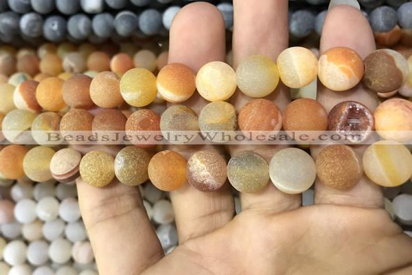 CAA1434 15.5 inches 12mm round matte druzy agate beads