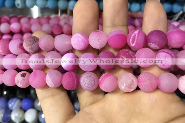 CAA1437 15.5 inches 12mm round matte druzy agate beads