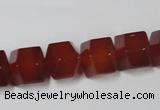 CAA146 15.5 inches 12*14mm faceted cube red agate gemstone beads