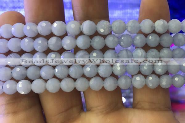 CAA1460 15.5 inches 6mm faceted round blue lace agate beads