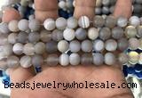 CAA1471 15.5 inches 8mm round matte banded agate beads wholesale