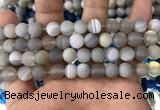 CAA1472 15.5 inches 10mm round matte banded agate beads wholesale