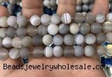 CAA1473 15.5 inches 12mm round matte banded agate beads wholesale