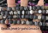 CAA1482 15.5 inches 10mm round matte banded agate beads wholesale