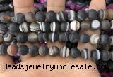 CAA1483 15.5 inches 12mm round matte banded agate beads wholesale