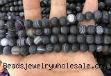 CAA1487 15.5 inches 10mm round matte banded agate beads wholesale