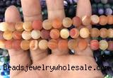 CAA1492 15.5 inches 10mm round matte banded agate beads wholesale